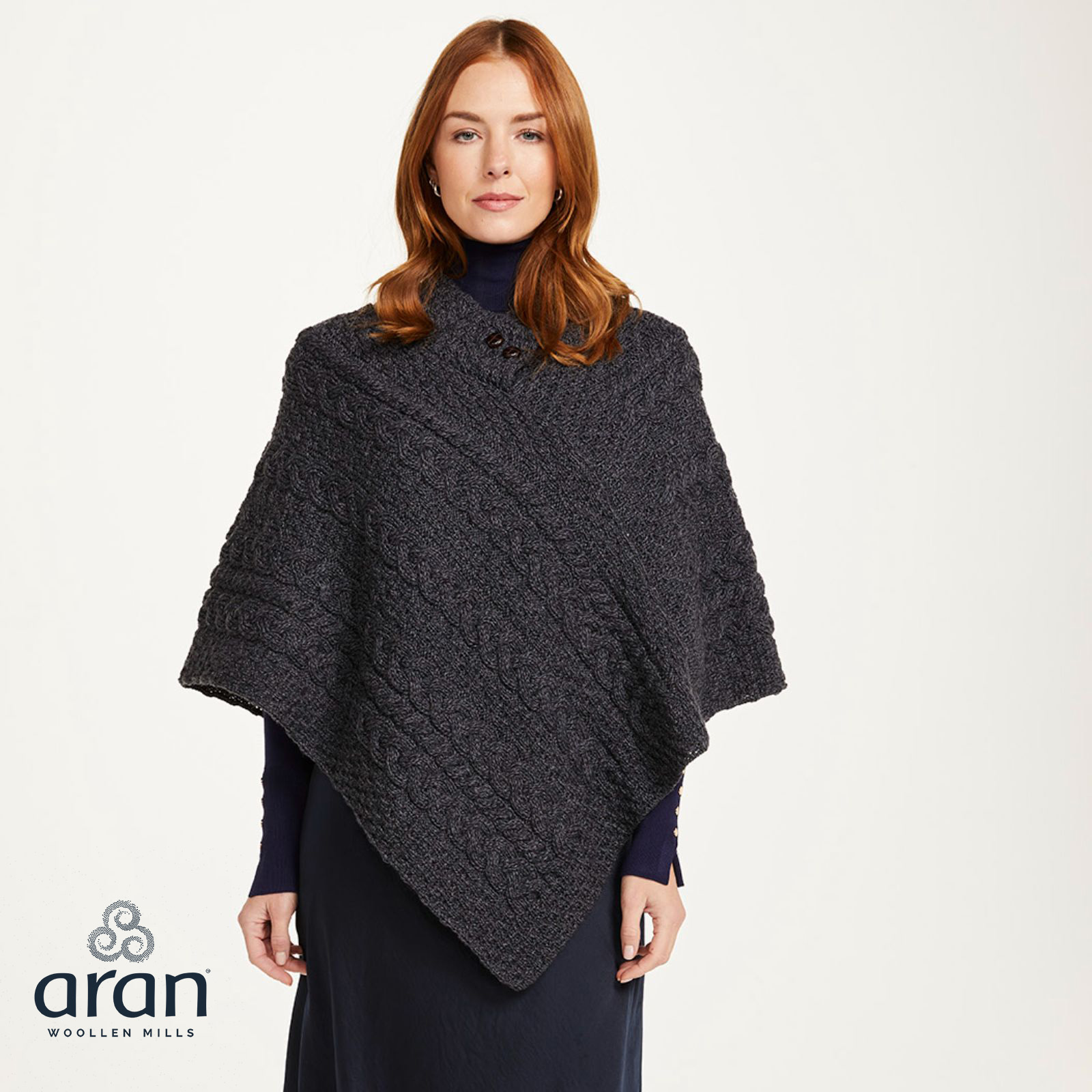 Arancrafts 100% Merino Wool Hooded outlet Cape in Navy